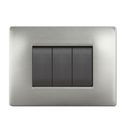 PLACCA LIFE Q LIVING PLAST ACCIAIO SATINATO 4P