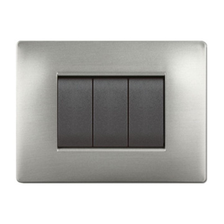 PLACCA LIFE Q LIVING PLAST ACCIAIO SATINATO 4P