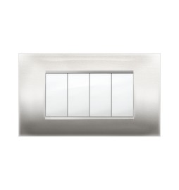 PLACCA MIVIDA PLANA ACCIAIO SATINATO 4P