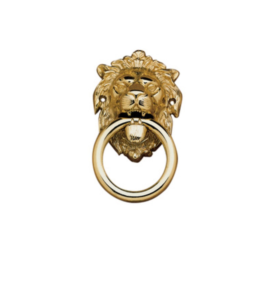BATTENTE OTTONE LEONE C/ANELLO 150 MM LUCIDO
