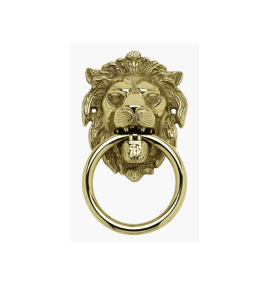 BATTENTE OTTONE LEONE C/ANELLO 150 MM ANTICATO