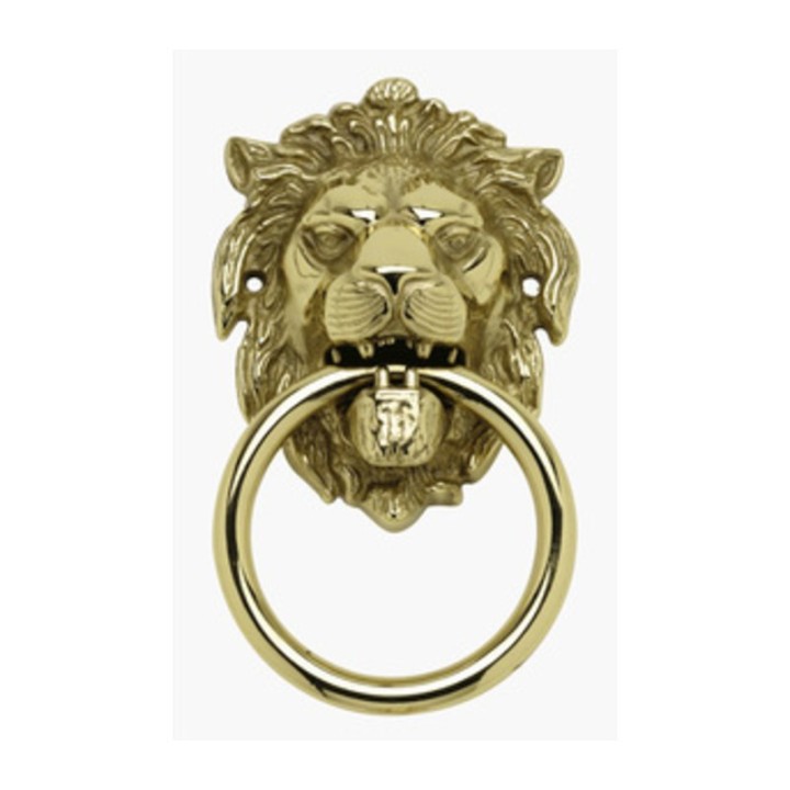 BATTENTE OTTONE LEONE C/ANELLO 150 MM ANTICATO