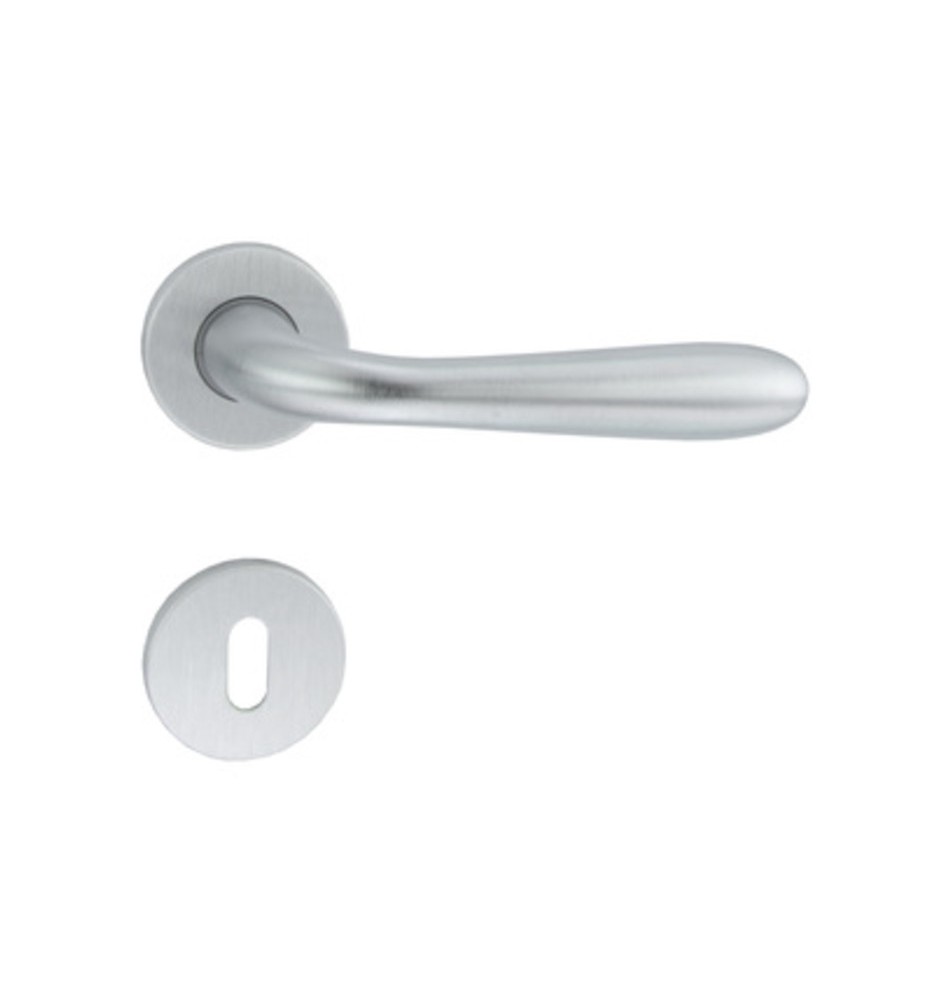 MANIGLIA GOCCIA M82 C/BOCCHETTA CROMO SATINATO