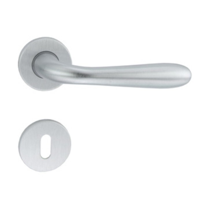 MANIGLIA GOCCIA M82 C/BOCCHETTA CROMO SATINATO