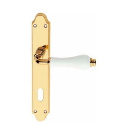 MANIGLIA OTTONE DALIA Q 8/70 CERAMICA LUCID BIAN