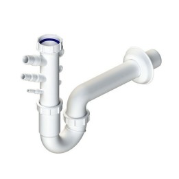 SIFONE PER LAVELLO A U CON ATTACCO MULTIFUNZIONE HERMES 1"1/4 Uscita D.32