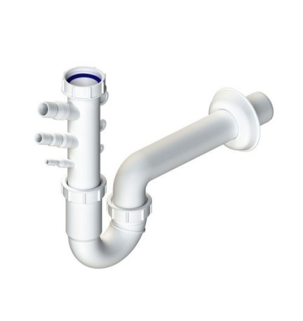 SIFONE PER LAVELLO A U CON ATTACCO MULTIFUNZIONE HERMES 1"1/4 Uscita D.32