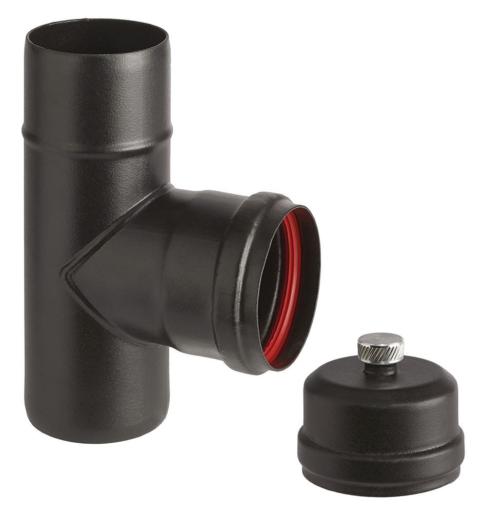 RACCORDO A T PORC PELLET C/SCAR E TAPPO D 10CM AETERNUM