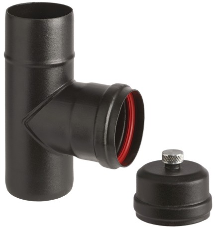 RACCORDO A T PORC PELLET C/SCAR E TAPPO D 10CM AETERNUM