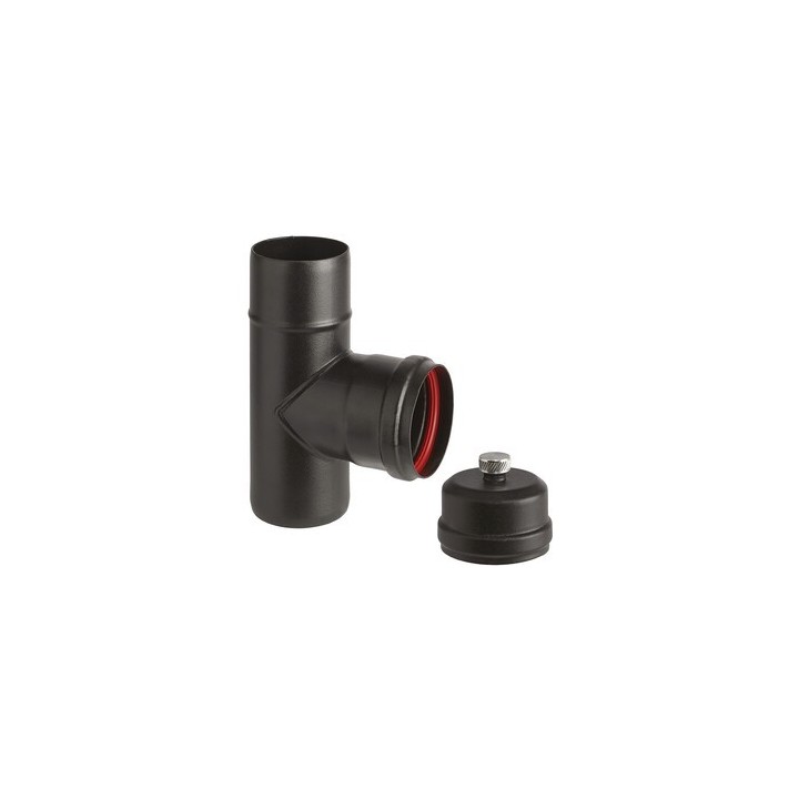 RACCORDO A T PORC PELLET C/SCAR E TAPPO D 8CM AETERNUM