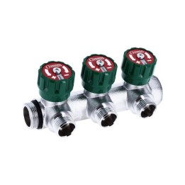 COLLETTORE 90° FASATO CON VITONI E DISCHETTO 1/2 3/4" 4 vie 1/2