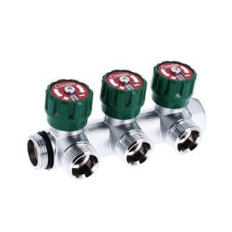 COLLETTORE 90° FASATO CON VITONI E DISCHETTO EK EUROCONO 3/4 2 vie 3/4 EK