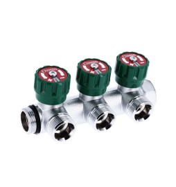 COLLETTORE 90° FASATO CON VITONI E DISCHETTO EK EUROCONO 3/4 4 vie 3/4 EK