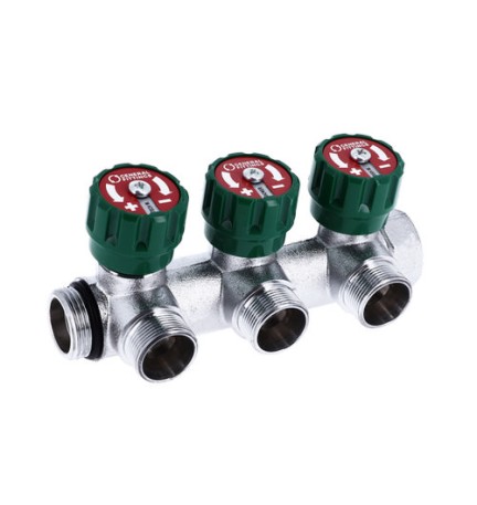 COLLETTORE 90° FASATO CON VITONE E DISCHETTO 24X19 3/4 3 vie 24x19