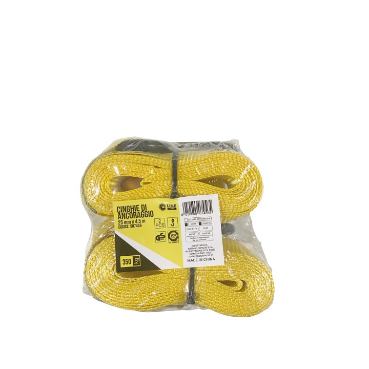 C SET 2/CINGHIE ANCORAGGIO CRICCHETTO 25MM 4,5MT S