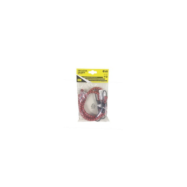 C SET 2 FUNI ELASTICHE D.8 C/2 GANCI FE 60 ROSSO