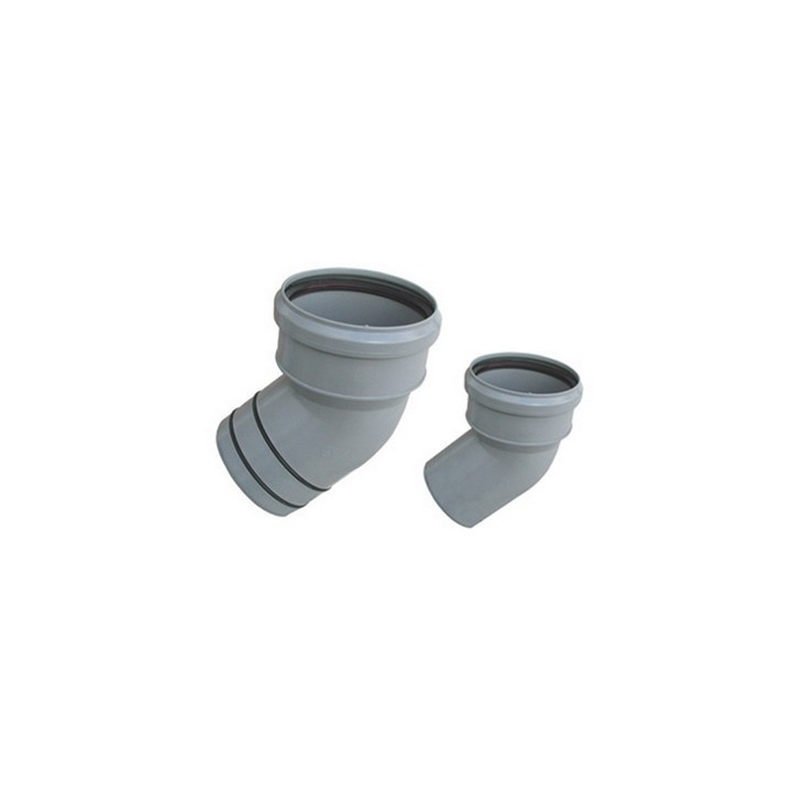CURVA IN PP RIDUZIONE AL PVC DIAM. 110 / 100 VALSIR 45° con oring