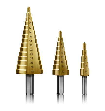 FRESA CONICA A GRADINI HSS IN SET 3 pezzi