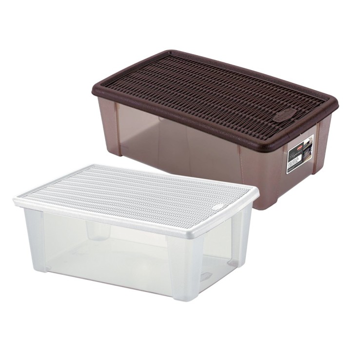 SCATOLA MULTIUSO 'ELEGANCE BOX' XL cm 39 x 29 x h 24 bianco/trasparente