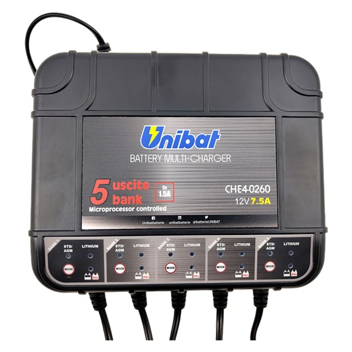 CARICABATTERIA MANTENITORE 'CHARGER BANK' corrente di carica 14,4V (piombo) - 14,6V (litio)