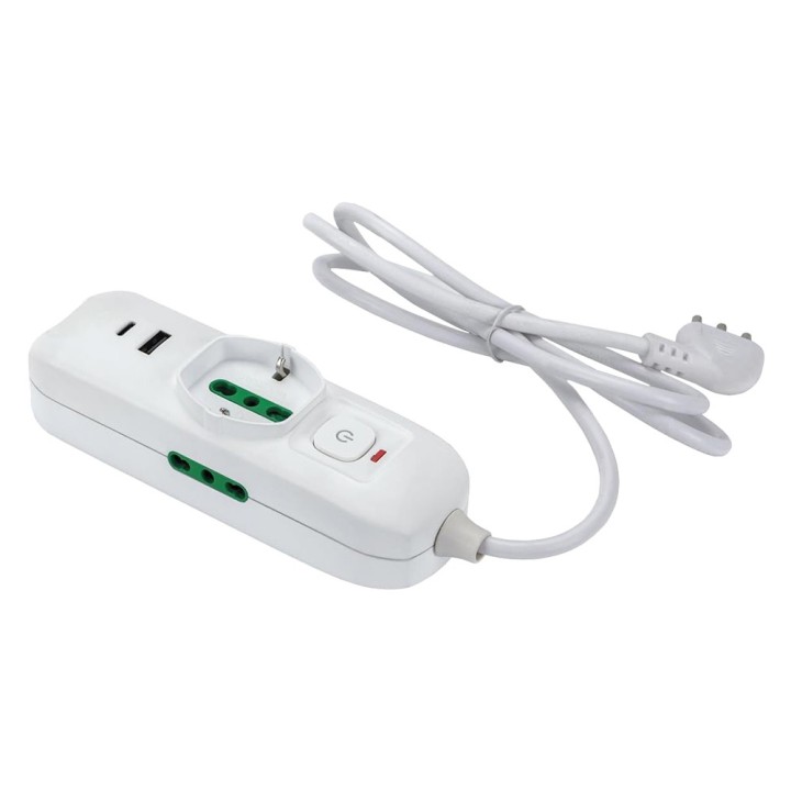 MULTIPRESA MINI 'TRIAX 2' mt. 1,5 - colore bianco