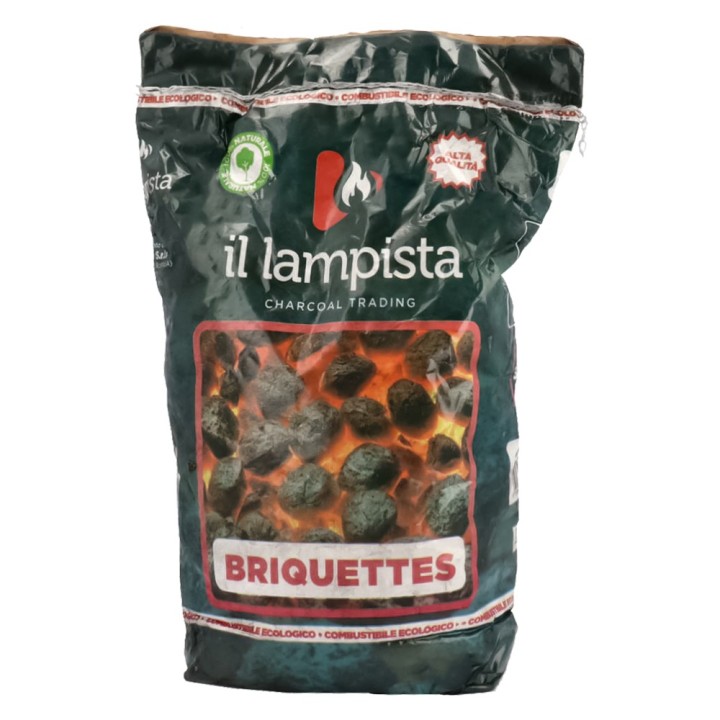 BRICCHETTE DI CARBONE VEGETALE PER GRILL 'IL LAMPISTA' Kg 3 ca.