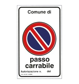 CARTELLO 'PASSO CARRABILE' cm 60 x 40