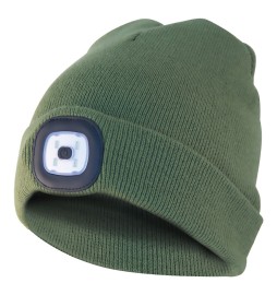 CAPPELLO A CUFFIA CON LUCE LED colore verde militare
