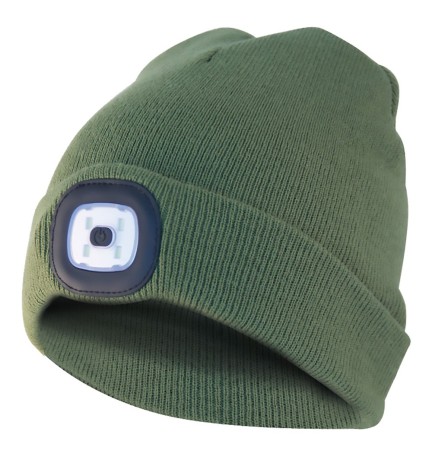 CAPPELLO A CUFFIA CON LUCE LED colore verde militare