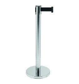 COLONNINA ACCIAIO CON BANDA SCORREVOLE h.95 cm - banda nylon nera 2 mt