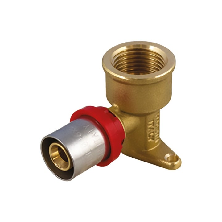 RACCORDO A PRESSARE CURVO CON FLANGIA 3 FORI '1656DFCT' 16 x 2 x 1/2 - femmina