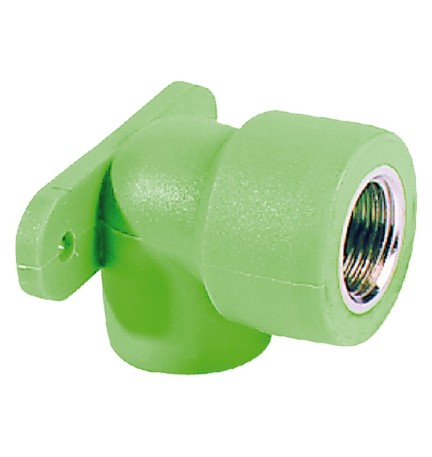 GOMITO A 90° FILETTATO FEMMINA CON STAFFA 20 x 1/2
