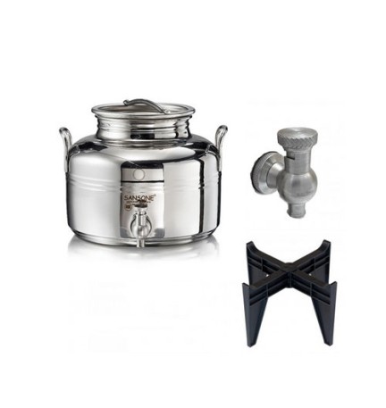 BIDONCINO IN ACCIAIO INOX SANSONE PER ALIMENTI C/RUBINETTO E PIEDI lt. 2