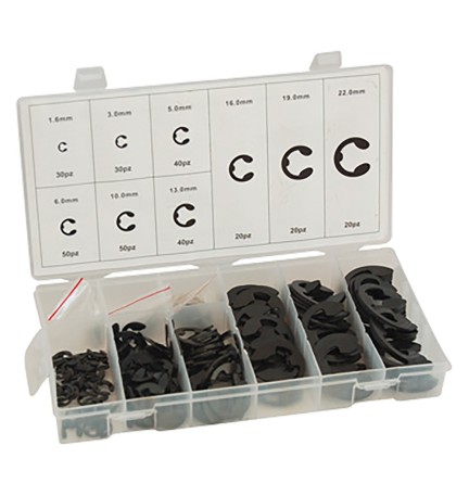ASSORTIMENTO ANELLI D'ARRESTO ELASTICI totale 300 pz