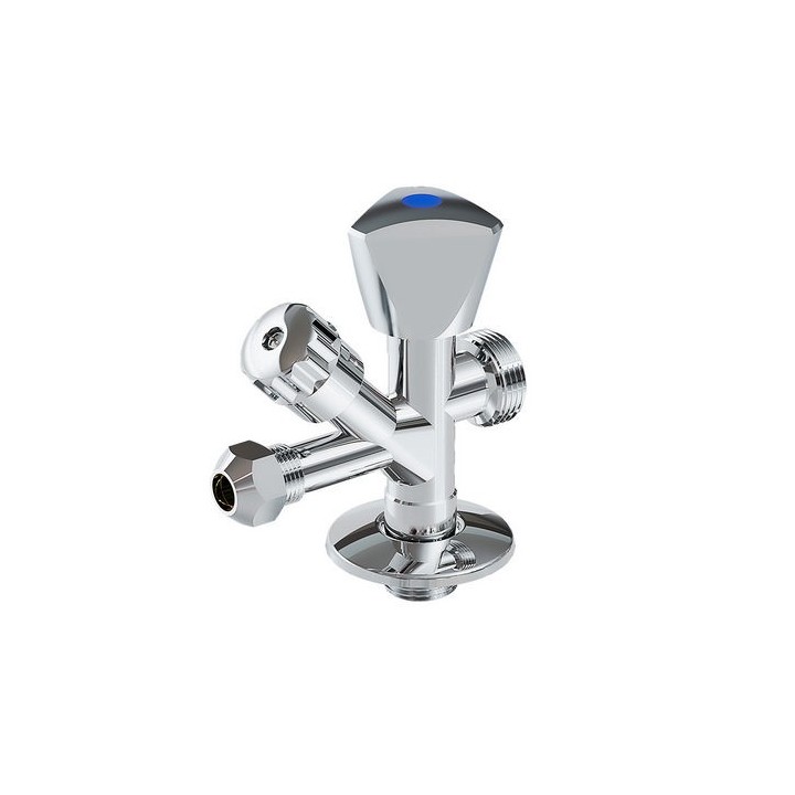 RUBINETTO COMBINATO SOTTOLAVABO - LAVATRICE 1/2 x 3/4 x 3/8 x 10 cromo