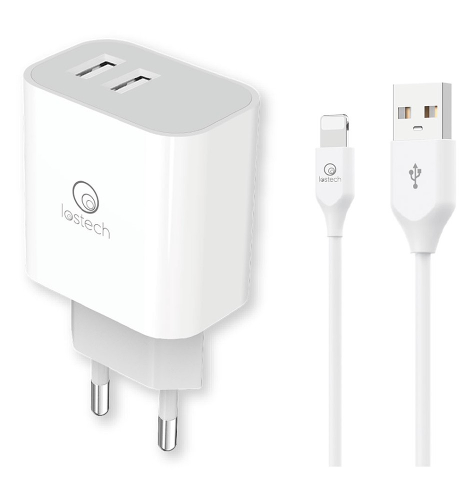 SET DI CARICA DA MURO A DOPPIA USB cavo USB attacco lightning apple