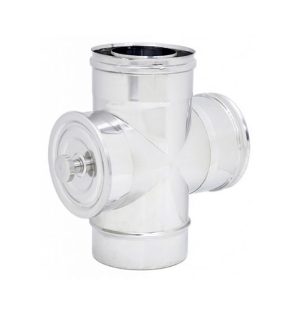 RACCORDO A T 90° CON ISPEZIONE DOPPIA PARETE INOX Diam. 80x130