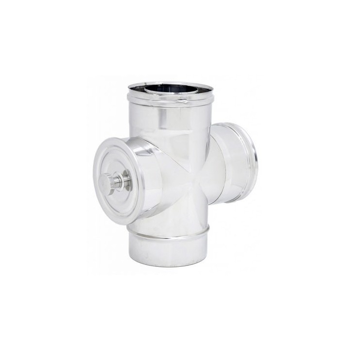 RACCORDO A T 90° CON ISPEZIONE DOPPIA PARETE INOX Diam. 80x130