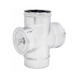 RACCORDO A T 90° CON ISPEZIONE DOPPIA PARETE INOX Diam. 100x150