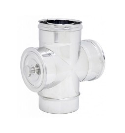 RACCORDO A T 90° CON ISPEZIONE DOPPIA PARETE INOX Diam. 100x150