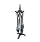 C SET ATTREZZI CAMINO C/STAND 5 PZ ARGENTO