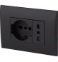 PLACCA C/SUPP PRESA BIPAS+PRESA BIPAS SCHUKO NERO