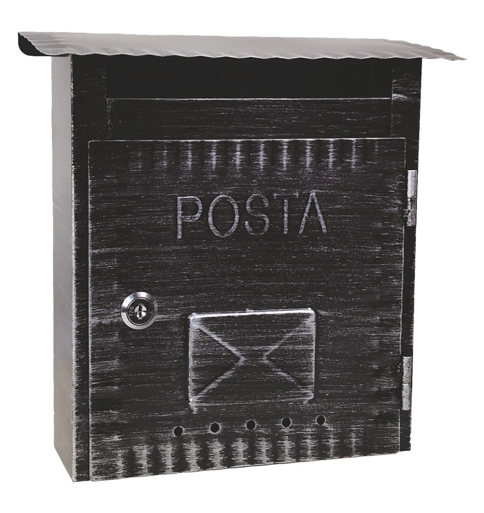 CASSETTA POSTALE 'IBISCO' cm 26x9,7x h 29 - argento antico