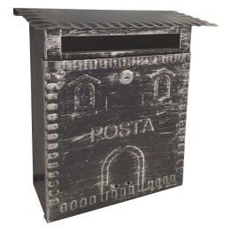 CASSETTA POSTALE 'FRESIA' cm 26x10 x h 29 - argento\nero antico