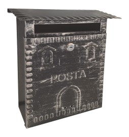 CASSETTA POSTALE 'FRESIA' cm 26x10 x h 29 - argento\nero antico