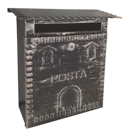 CASSETTA POSTALE 'FRESIA' cm 26x10 x h 29 - argento\nero antico