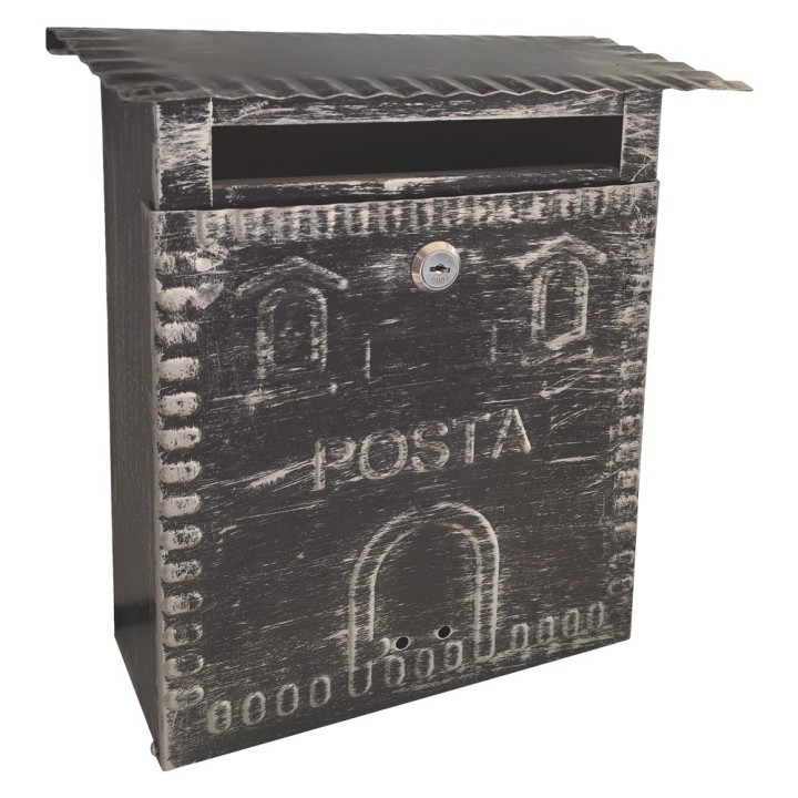 CASSETTA POSTALE 'FRESIA' cm 26x10 x h 29 - argento\nero antico