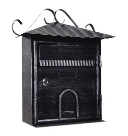 CASSETTA POSTALE 'FIORDALISO' cm 30x10,5x h 36 - argento\nero antico