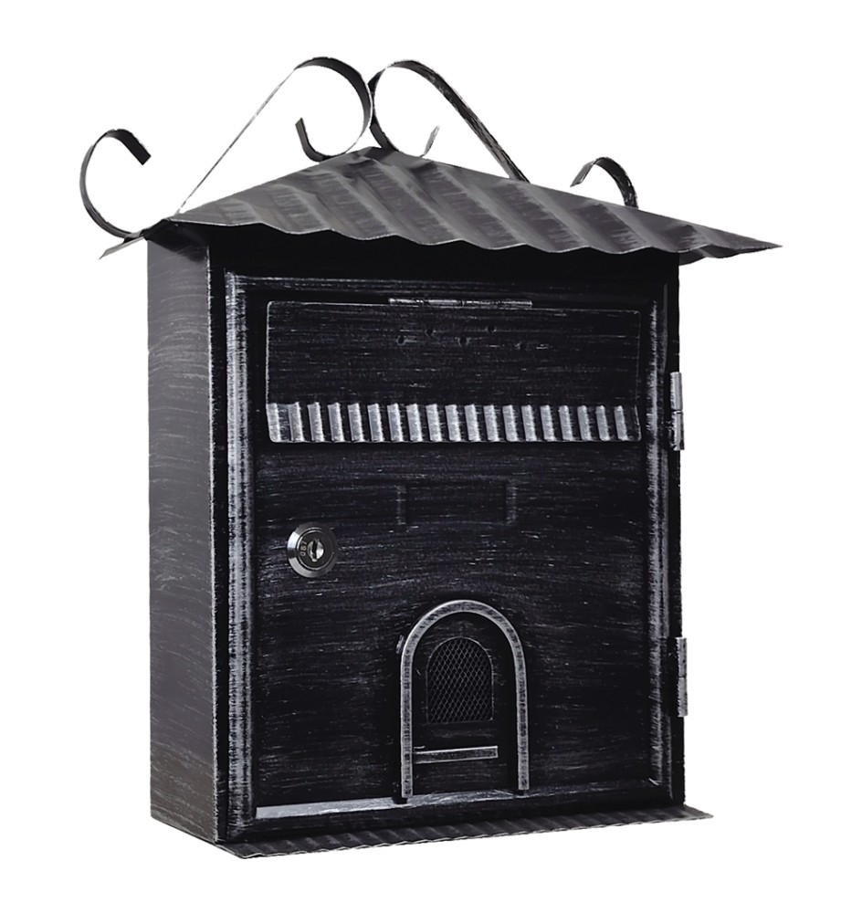 CASSETTA POSTALE 'FIORDALISO' cm 30x10,5x h 36 - argento\nero antico