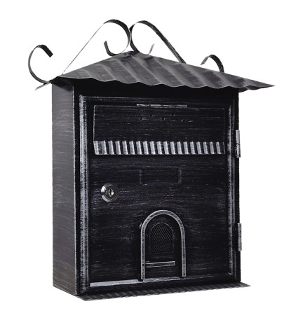 CASSETTA POSTALE 'FIORDALISO' cm 30x10,5x h 36 - argento\nero antico